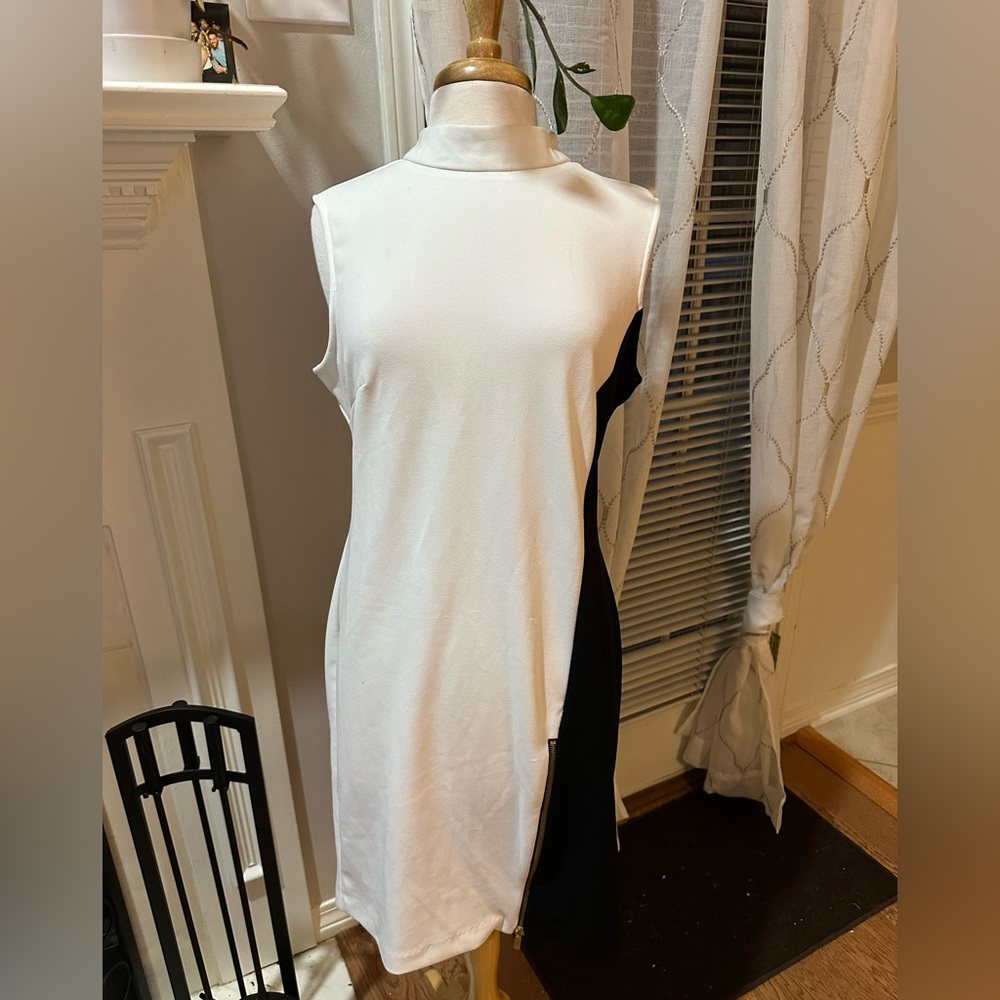 Black and White High Neck Strapless Dress